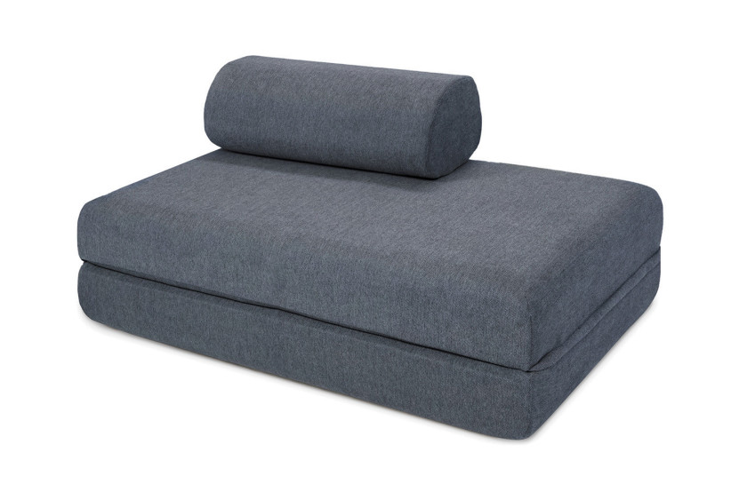 Canapé droit convertible et modulable 2 places - Tissu lisse - Bleu