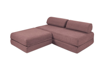 Canapé d'angle convertible 4 places - Tissu lisse - Terracotta