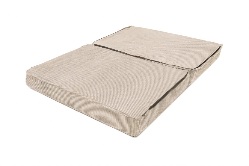 Canapé droit convertible et modulable 2 places - Velours côtelé - Beige