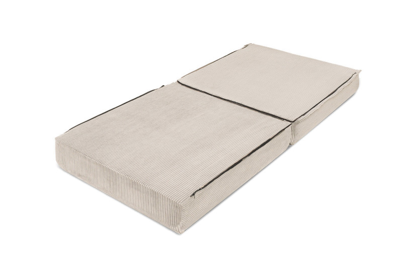 Pouf convertible et modulable - Velours côtelé - Blanc