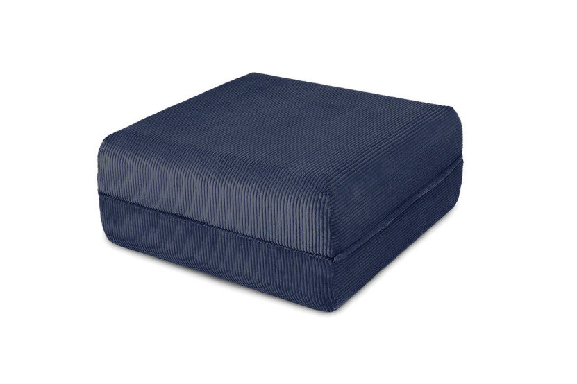 Pouf convertible et modulable - Velours côtelé - Bleu