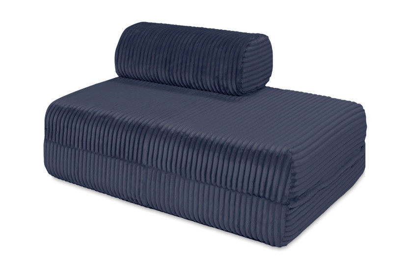 Canapé d'angle convertible 5 places - Velours côtelé XL - Bleu