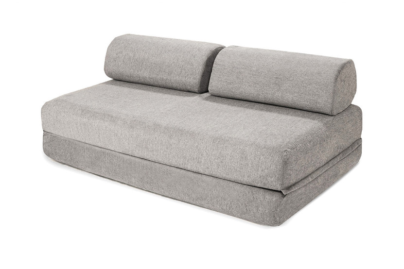 Canapé d'angle convertible 6 places - Tissu lisse - Gris clair