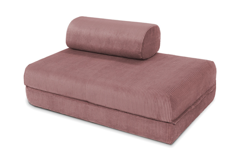 Canapé droit convertible et modulable 2 places - Velours côtelé - Rose