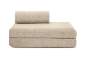 Canapé droit convertible et modulable 2 places - Tissu lisse - Beige
