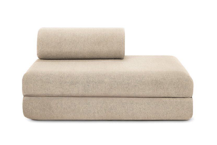 Canapé droit convertible et modulable 2 places - Tissu lisse - Beige