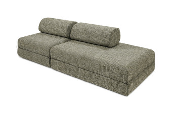 Canapé droit convertible 3 places - Tissu tweed - Vert