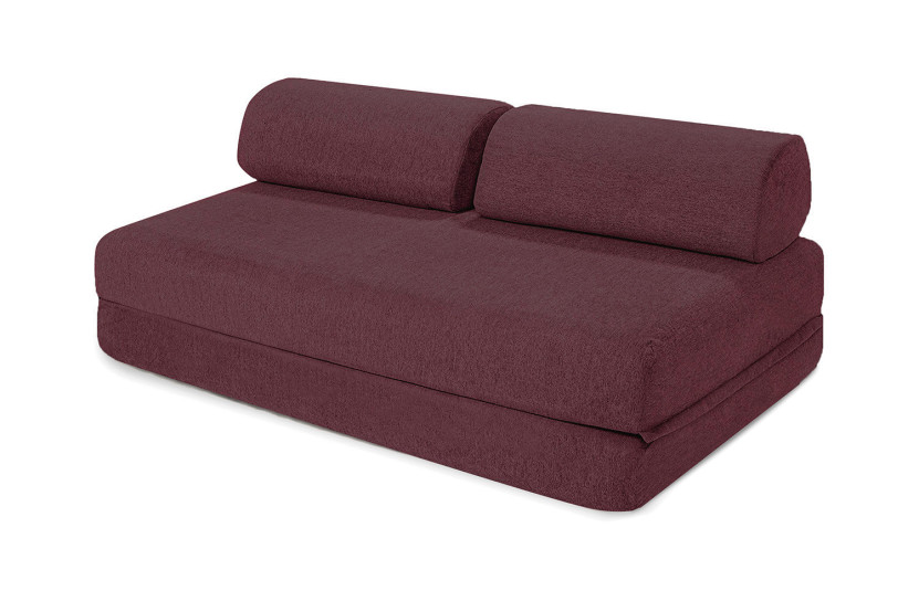 Canapé d'angle convertible 4 places - Tissu lisse - Rouge