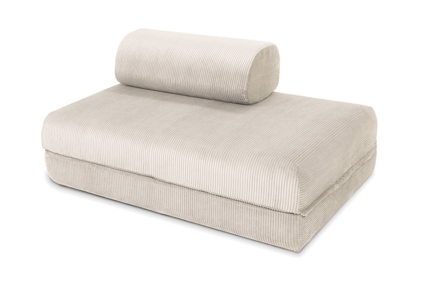 Housse Canapé droit convertible - 2 places - Tissu velours côtelé blanc