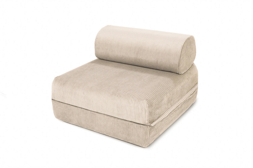 Fauteuil convertible et modulable - Velours côtelé - Beige