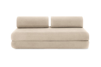 Canapé droit convertible 3 places - Tissu lisse - Beige