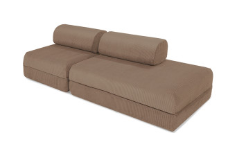 Canapé droit convertible 3 places - Velours côtelé - Taupe