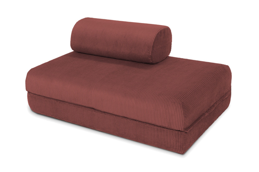 Canapé droit convertible et modulable 2 places - Velours côtelé - Rouge