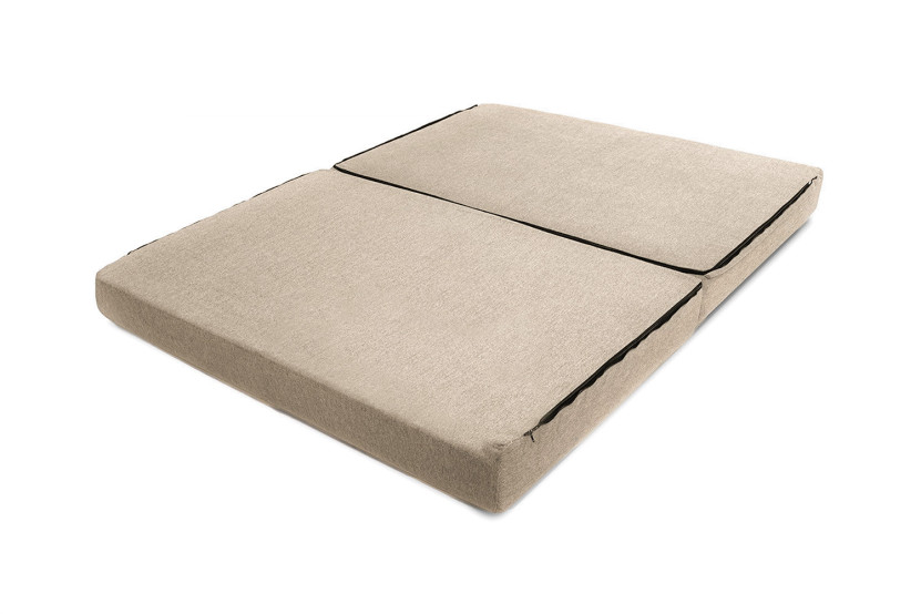 Canapé droit convertible et modulable 2 places - Tissu lisse - Beige