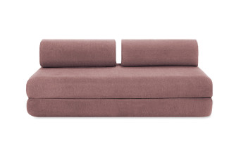 Canapé droit convertible 3 places - Tissu lisse - Terracotta