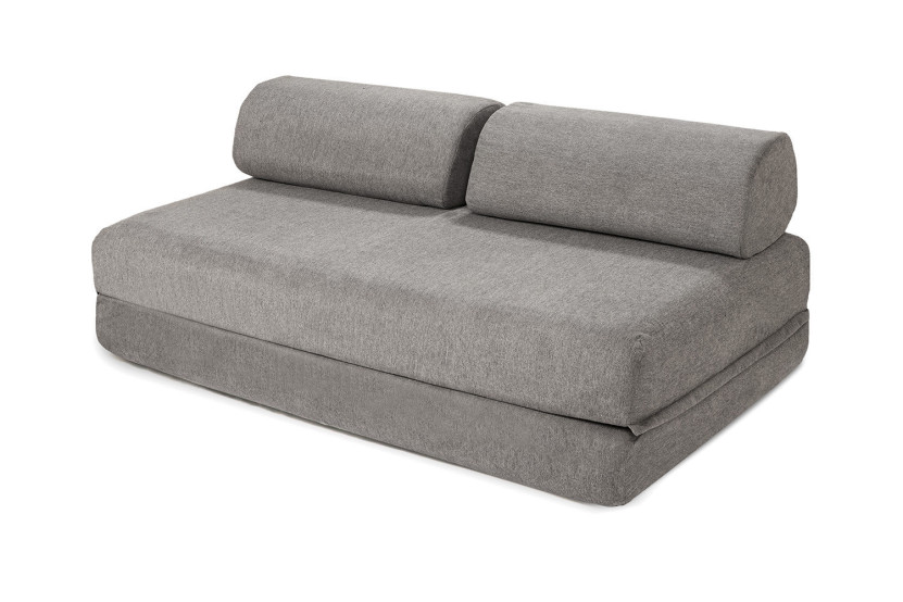 Canapé d'angle convertible 4 places - Tissu lisse - Gris