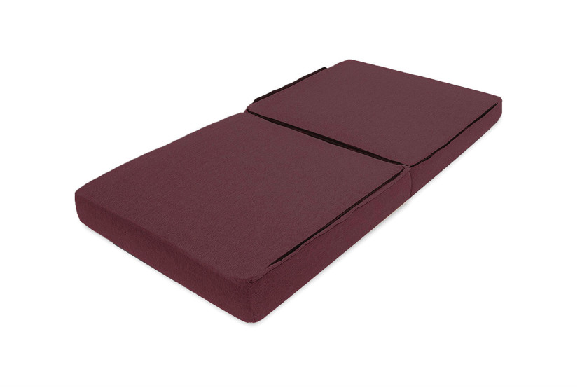 Pouf convertible et modulable - Tissu lisse - Rouge