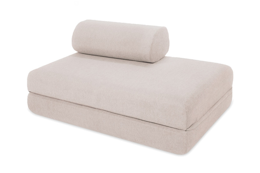 Canapé droit convertible et modulable 2 places - Tissu imperméable - Beige clair