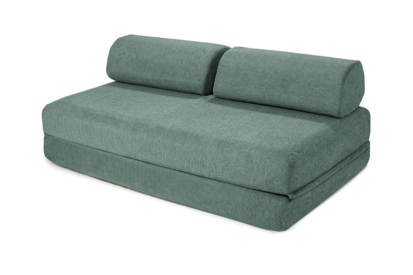 Canapé droit convertible 3 places - Tissu lisse - Vert