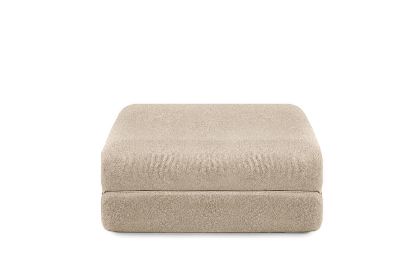 Pouf convertible et modulable - Tissu lisse - Beige