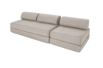Canapé droit convertible 4 places - Tissu imperméable - Gris
