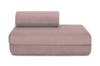 Canapé droit convertible et modulable 2 places - Velours côtelé - Rose pâle