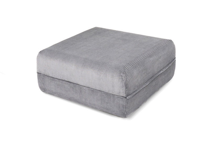Pouf convertible et modulable - Velours côtelé - Gris clair