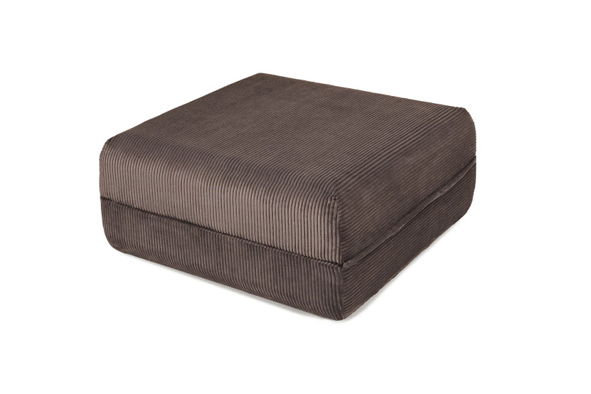 Pouf convertible et modulable - Velours côtelé - Marron