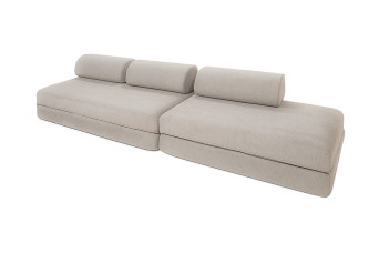 Canapé droit convertible 5 places - Tissu imperméable - Gris