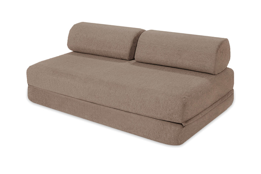 Canapé d'angle convertible 6 places - Tissu lisse - Marron