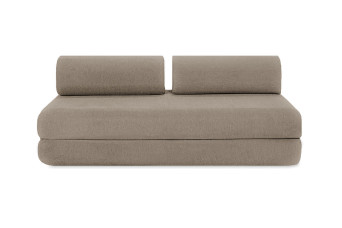 Canapé droit convertible 3 places - Tissu lisse - Taupe