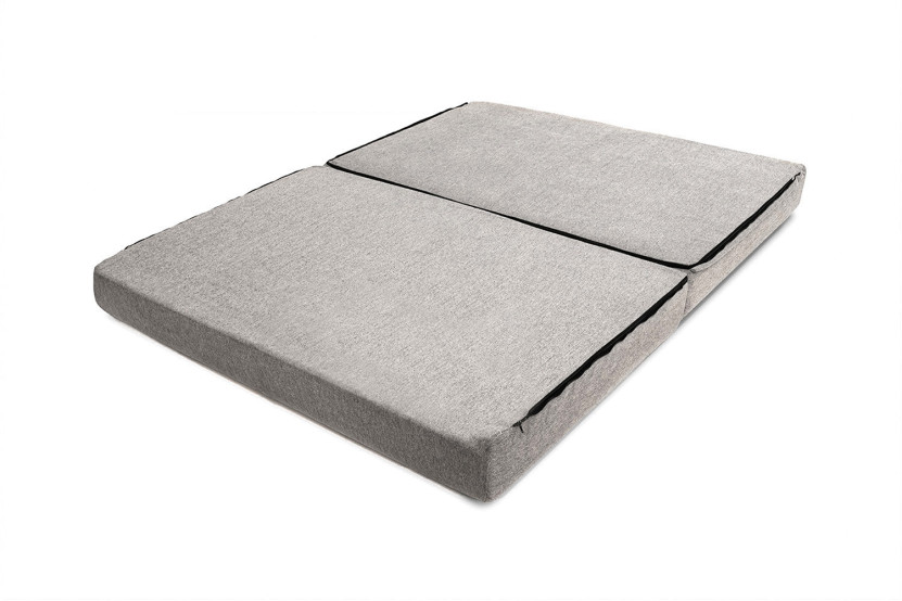 Canapé droit convertible et modulable 2 places - Tissu lisse - Gris clair
