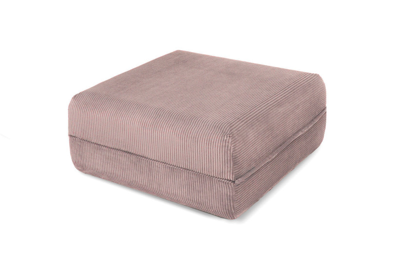 Pouf convertible et modulable - Velours côtelé - Rose pâle