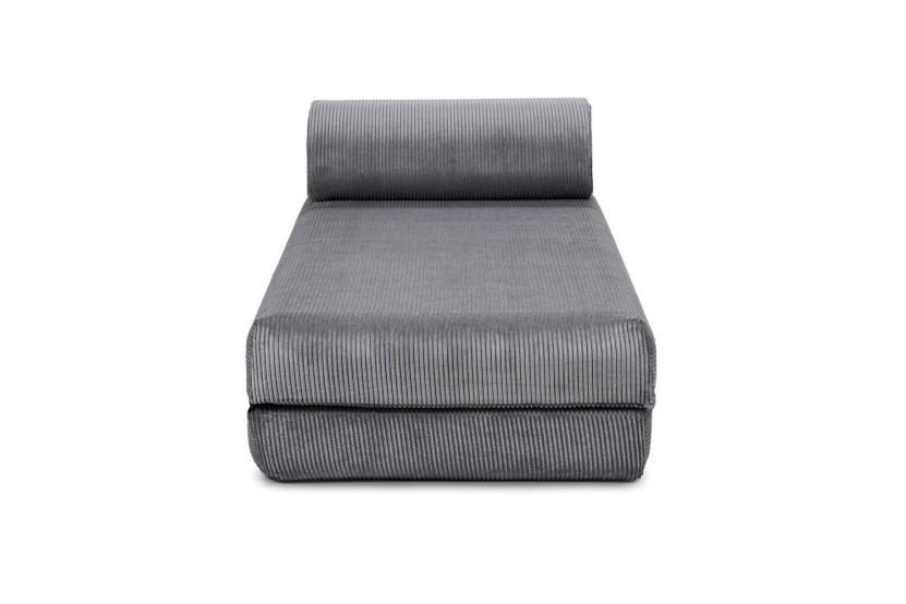 Méridienne convertible et modulable - Velours côtelé - Gris