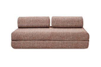 Canapé droit convertible 3 places - Tissu tweed - Rouge