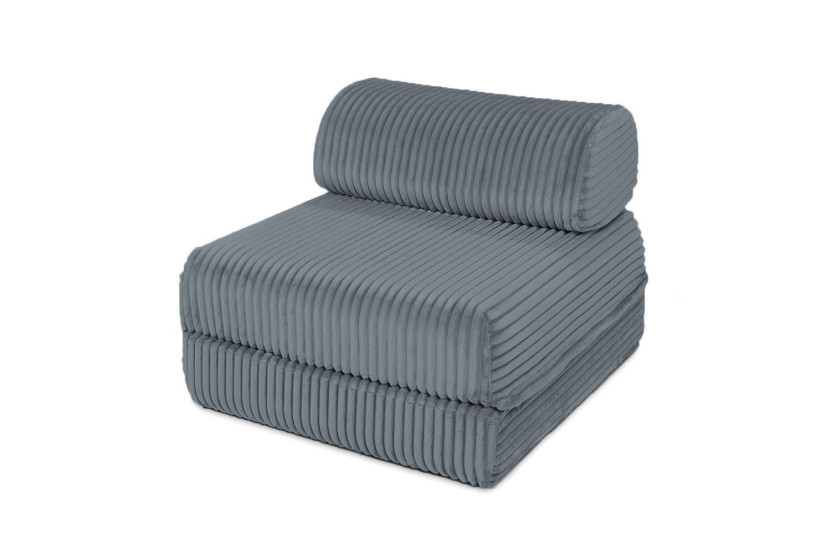 Fauteuil convertible et modulable - Velours côtelé XL - Gris