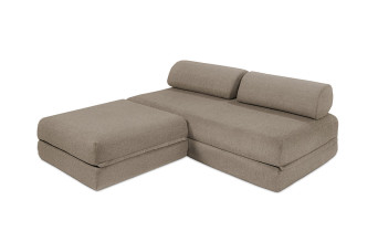 Canapé d'angle convertible 4 places - Tissu lisse - Taupe
