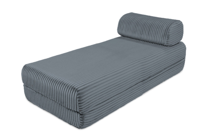 Canapé d'angle convertible 6 places - Velours côtelé XL - Gris