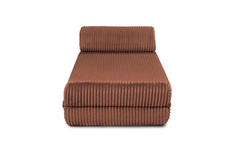 Canapé d'angle convertible 5 places - Velours côtelé XL - Terracotta