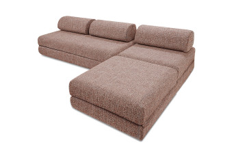 Canapé droit convertible 6 places - Tissu tweed - Rouge