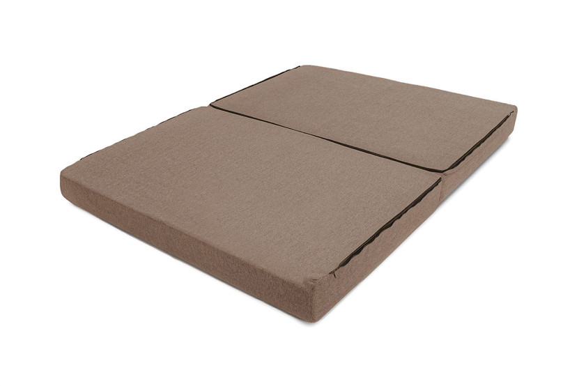 Canapé droit convertible et modulable 2 places - Tissu lisse - Marron