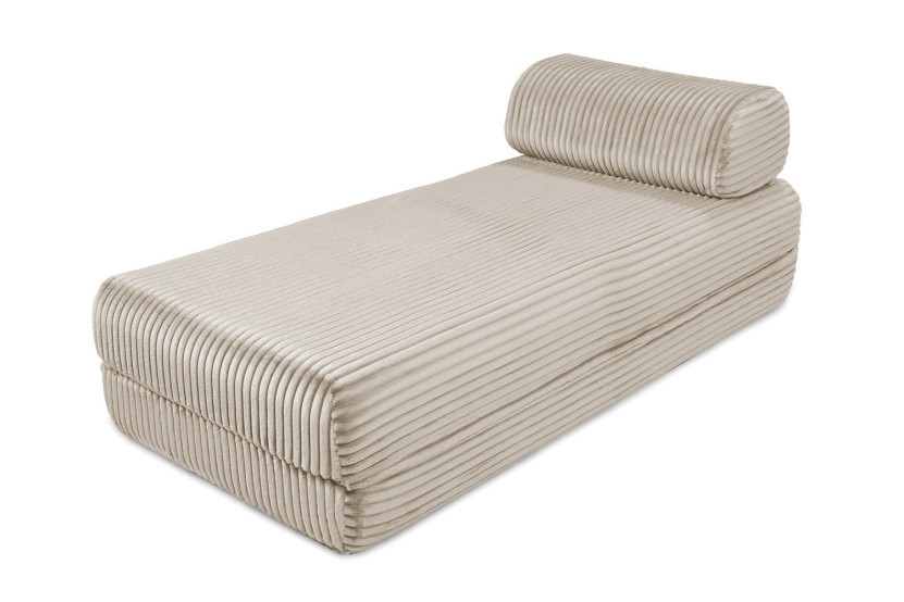 Canapé d'angle convertible 5 places - Velours côtelé XL - Beige