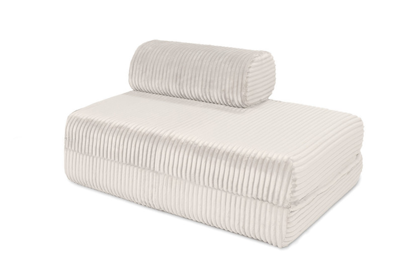 Canapé droit convertible et modulable 2 places - Velours côtelé XL - Blanc
