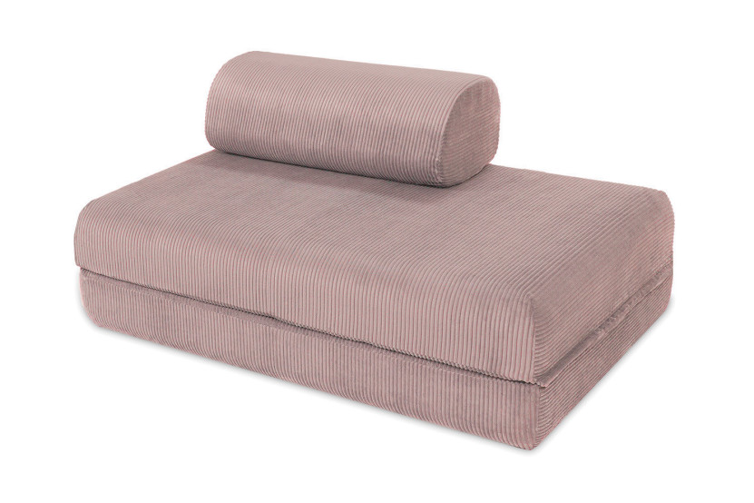 Canapé droit convertible et modulable 2 places - Velours côtelé - Rose pâle