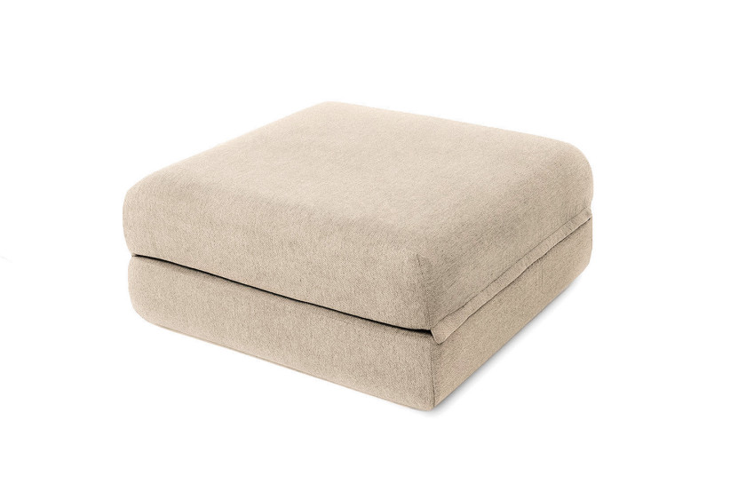 Pouf convertible et modulable - Tissu lisse - Beige