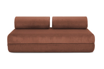 Canapé droit convertible 3 places - Velours côtelé - Terracotta