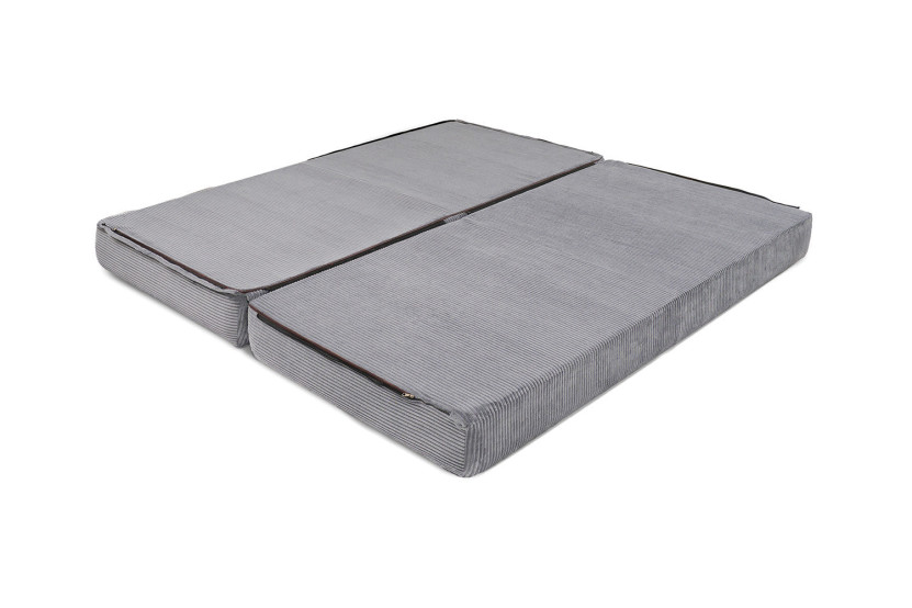 Canapé d'angle convertible 6 places - Velours côtelé - Gris clair