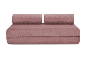 Canapé droit convertible 3 places - Velours côtelé - Rose