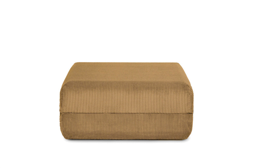 Housse Pouf convertible - Tissu velours côtelé jaune