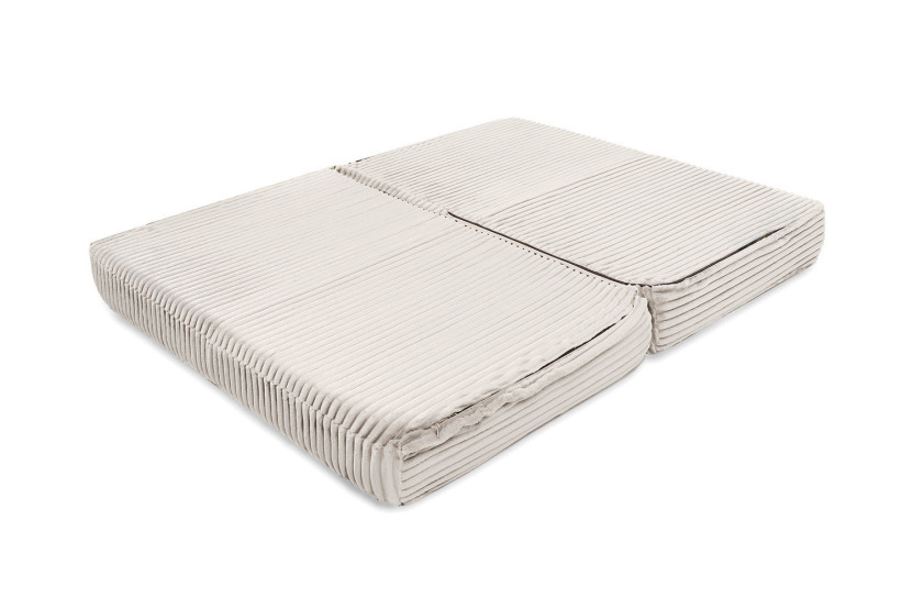 Canapé droit convertible et modulable 2 places - Velours côtelé XL - Blanc